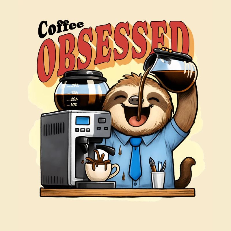 Coffee Obsessed Sloth Caffeine