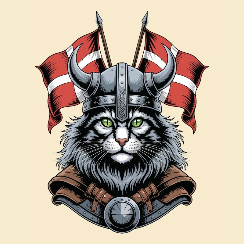 Wikingerkatze mit Helm