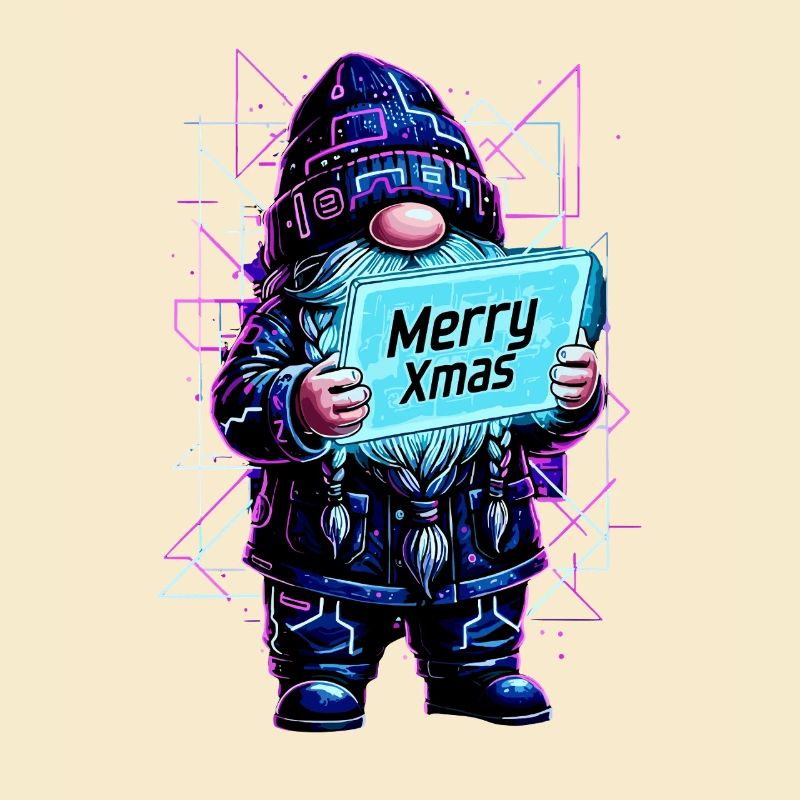 Merry Xmas - Synthwave Wichtel 80s Cyberpunk