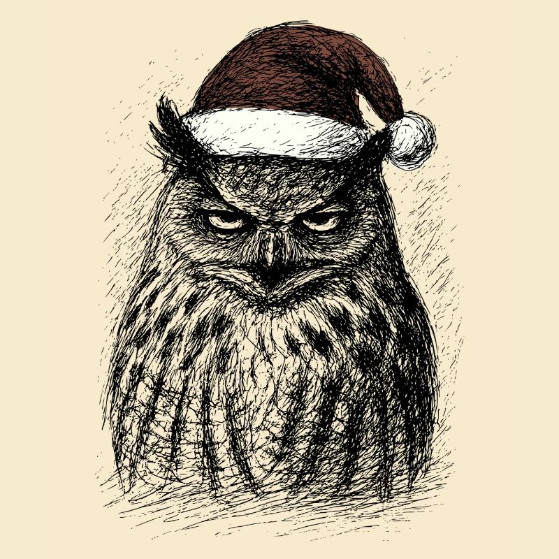 Müde Weihnachts- Eule