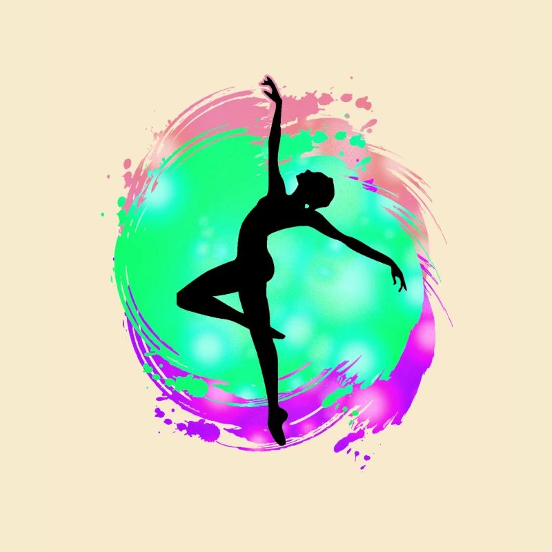 Silhouette de danseuse néon éclaboussure