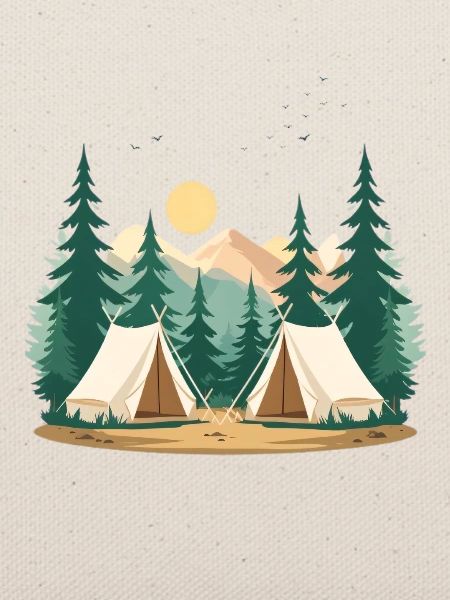 Nachtwald Camping Illustration