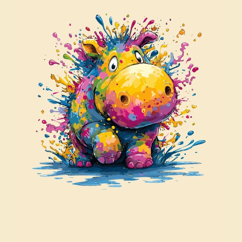 Bunter Tropfenhippo Design