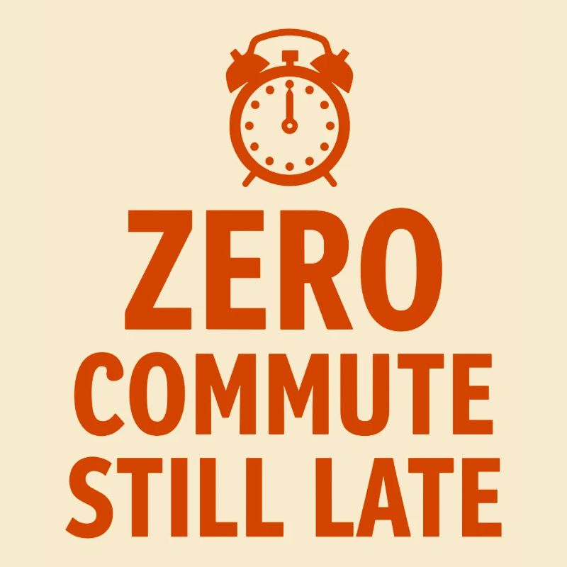 Zero Commute Still Late Home Office Saying