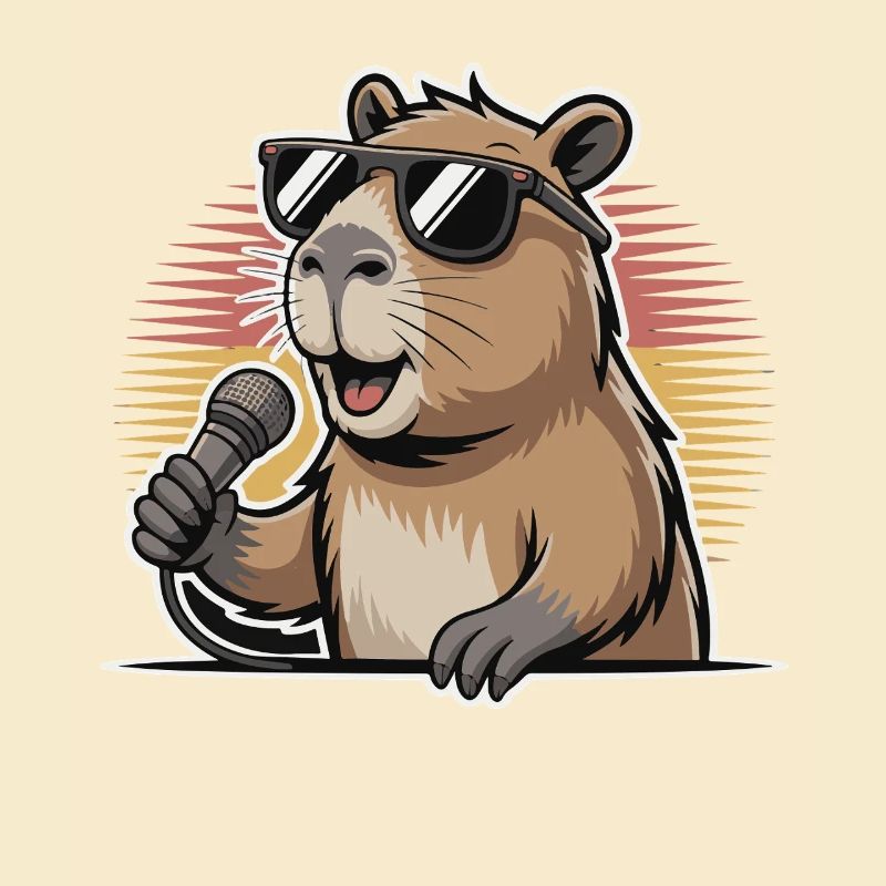 Sänger Capybara mit Sonnenbrille