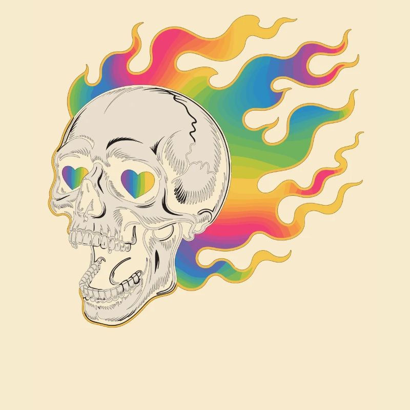 Psychedelic skull in fire design