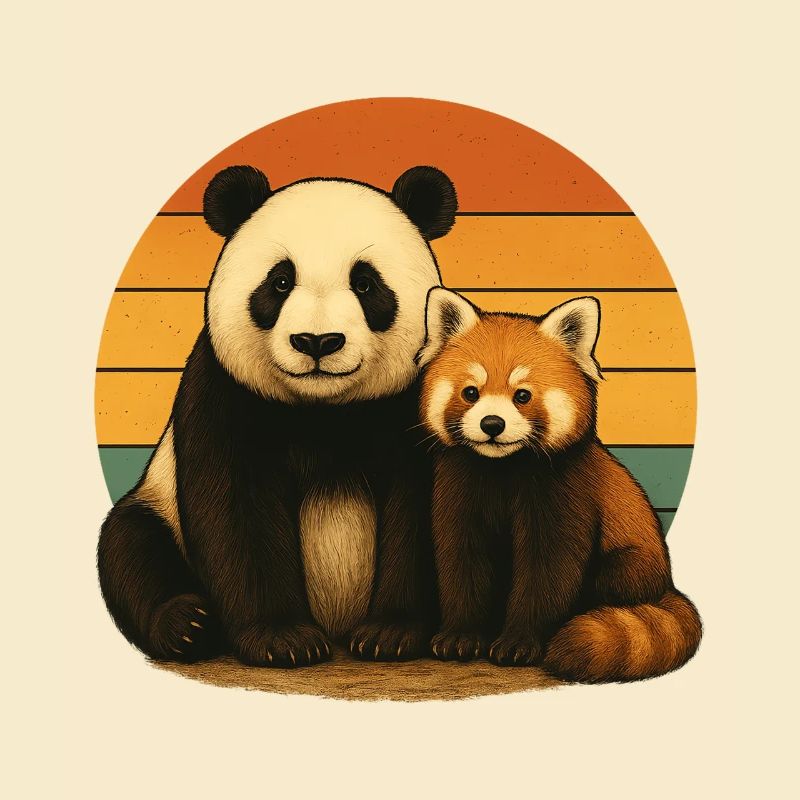 Panda Roter Panda Retro Tierfreunde