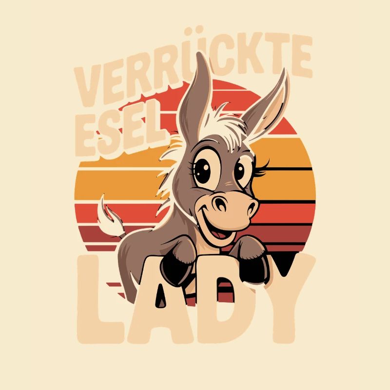 Crazy Donkey Lady Retro Sunset