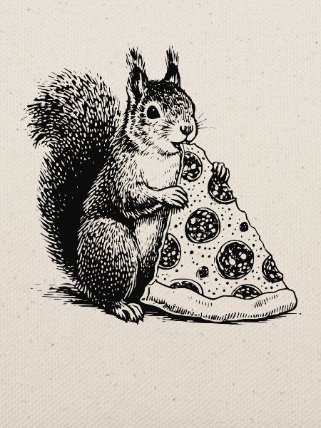 Eichhornchen liebt Pizza