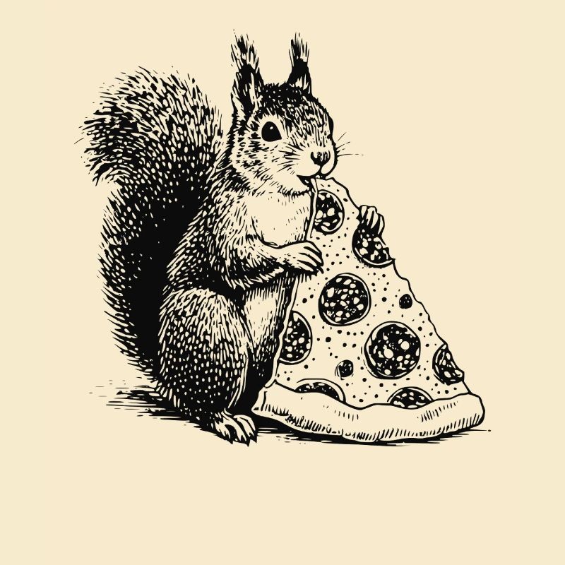 Eichhornchen liebt Pizza