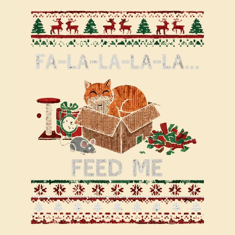 Weihnachtskatze im Karton – Futterbitten