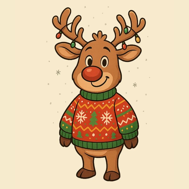 Winterhirsch im Weihnachtspullover
