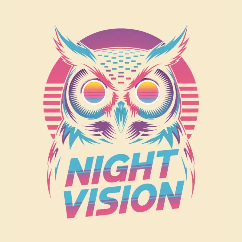 Night Vision Eule Retro Synthwave Nacht