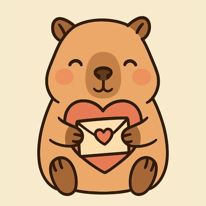 Capybara mit Liebesbrief – Süßes Valentinsmotiv
