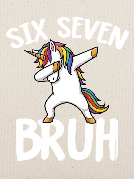 Sechs Sieben-Einhorn mit Regenbogen abtupfen