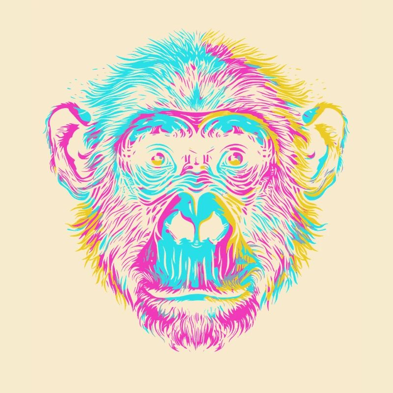 Bunter Schimpanse im Neon-Art Stil