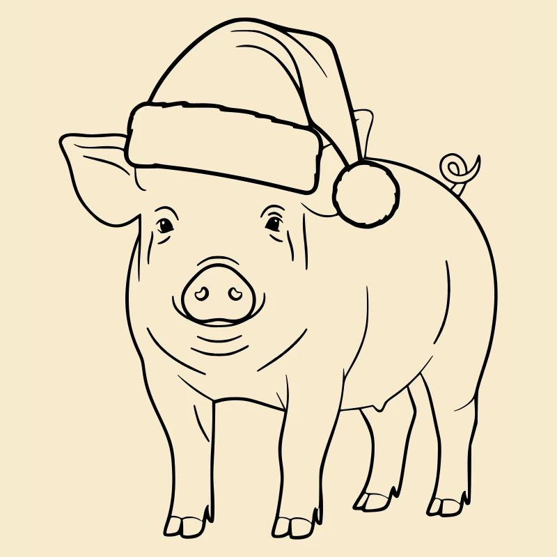 Schwein mit Weihnachtsmütze Illustration
