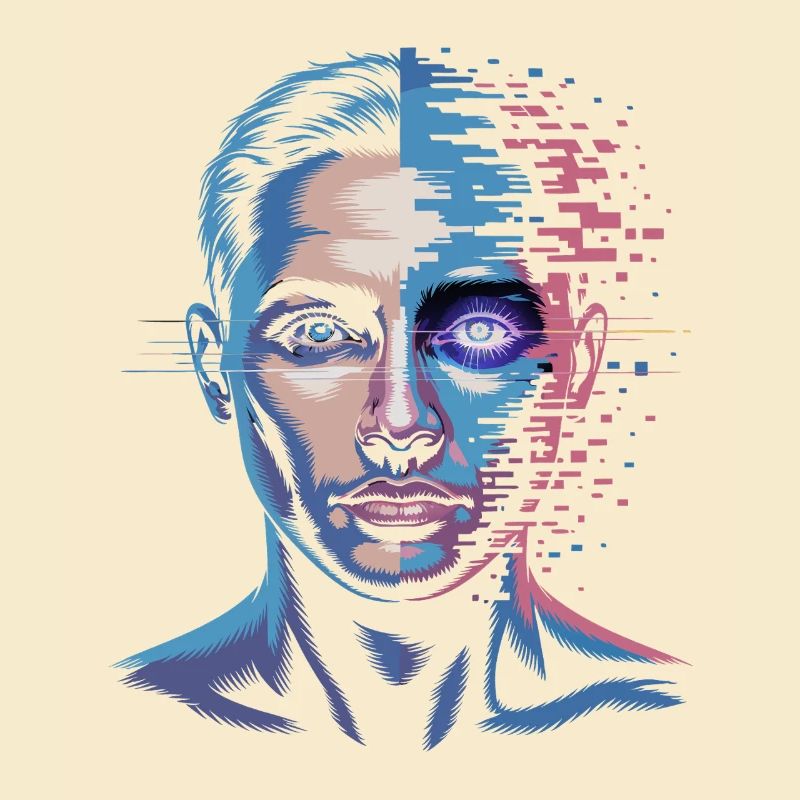 Digitaler Mensch mit Glitch-Effekt