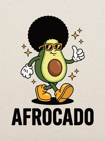 AFROCADO – Funky Avocado mit Afro & Style