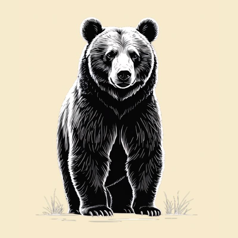 Schwarz-Weiß Bärenillustration