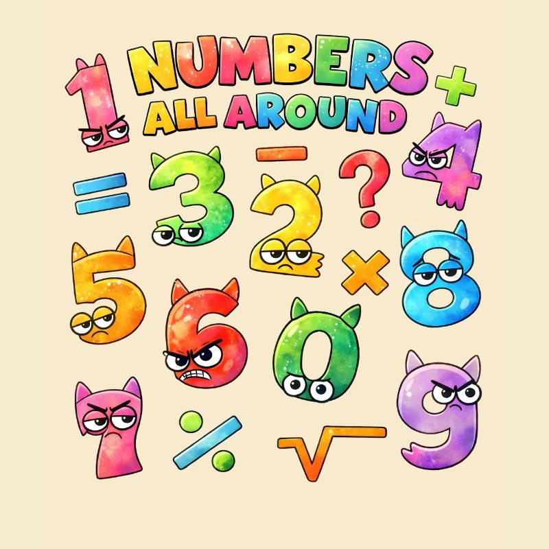Rainbow Math Faces & Nombres