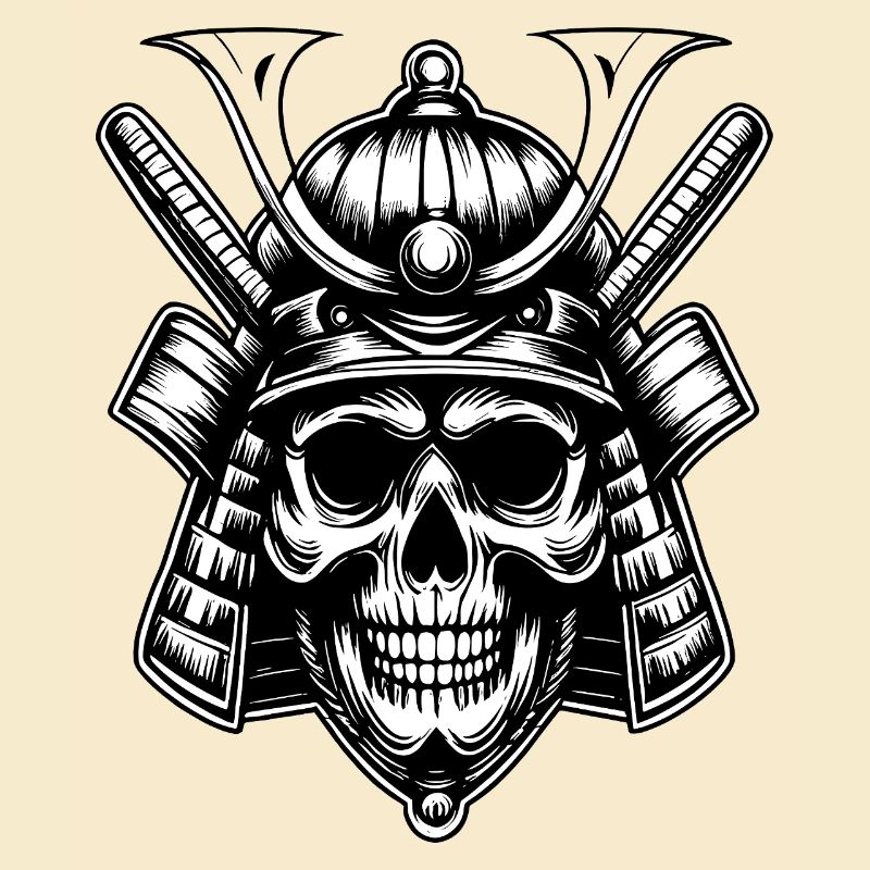 Schädel Samurai Krieger Emblem