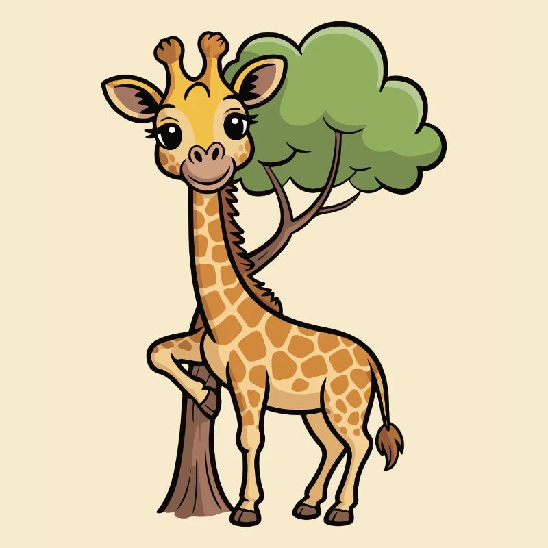 Cuddly giraffe in the forest