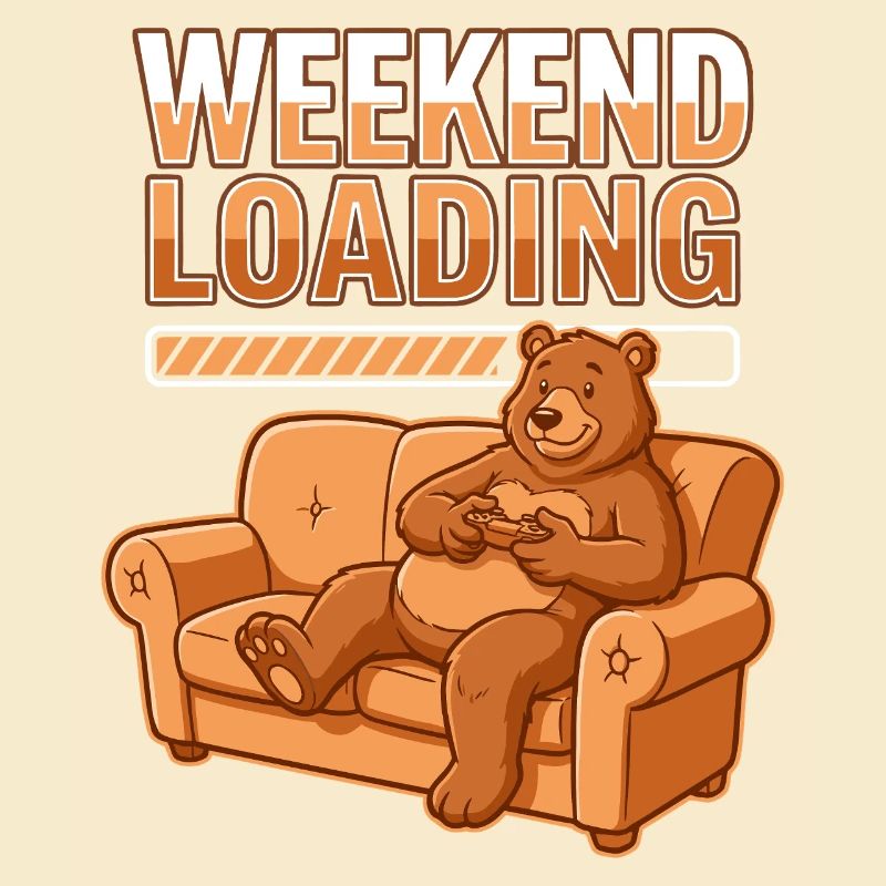 Wochenend-Ladezustand: Bär auf Sofa