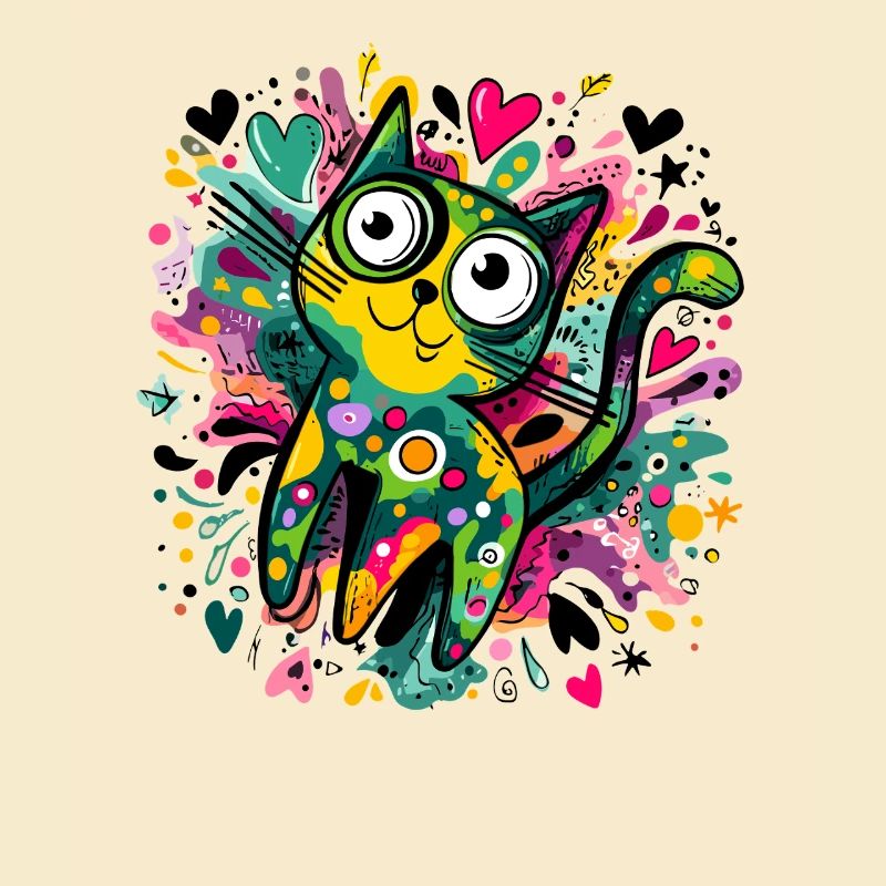Colorful graffiti cat artwork
