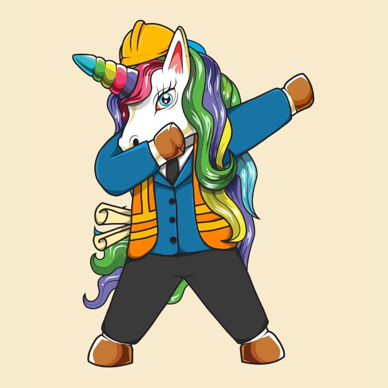 Dabbing Unicorn Engineer Construction Worker