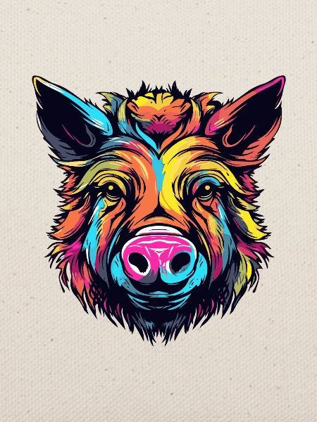 Neonfarbenes Wildschwein
