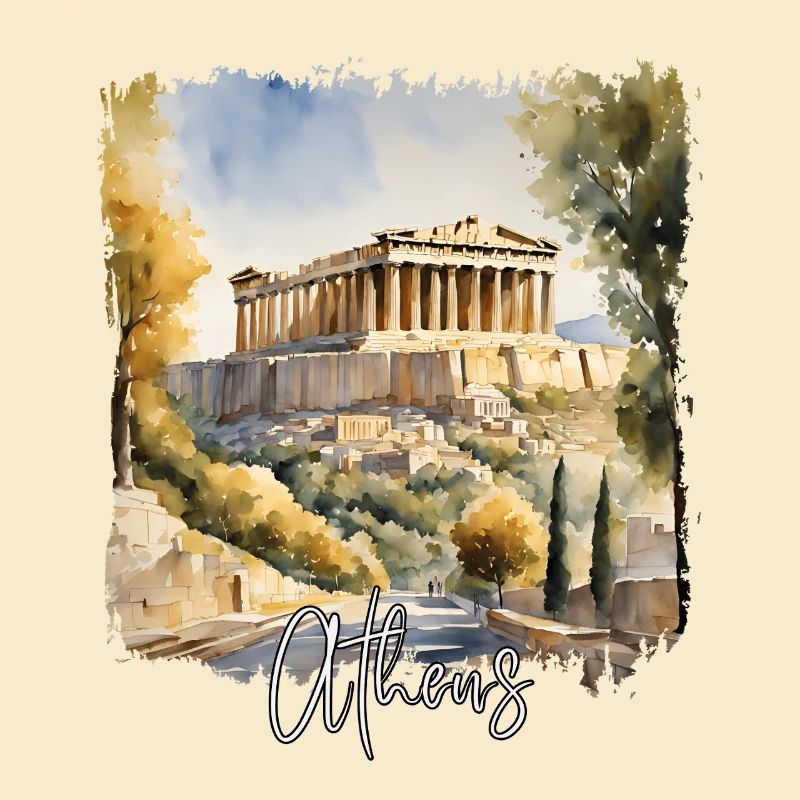 Aquarelle d’Athènes, Athènes Grèce