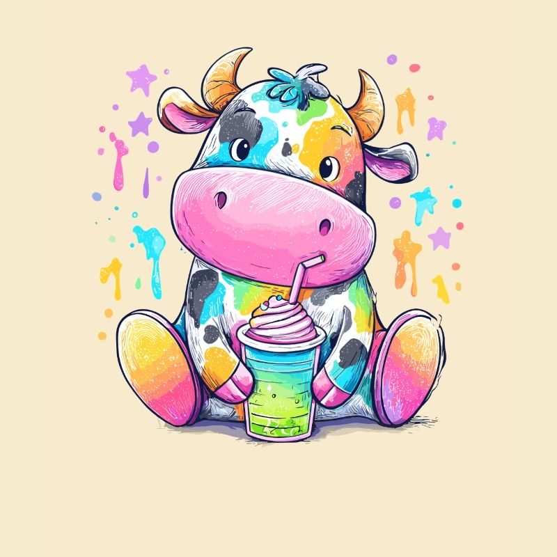 Regenbogen Kuh mit Milchshake