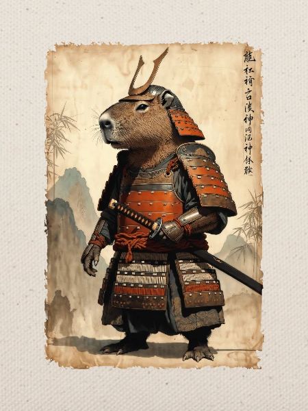 Samurai, Capybara, Japanische Kunst, Anime