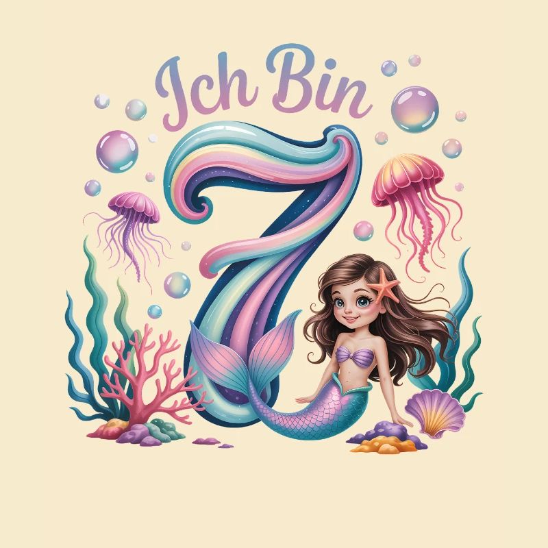 Ich Bin 7 Meerjungfrauen Mädchen 7. Geburtstag