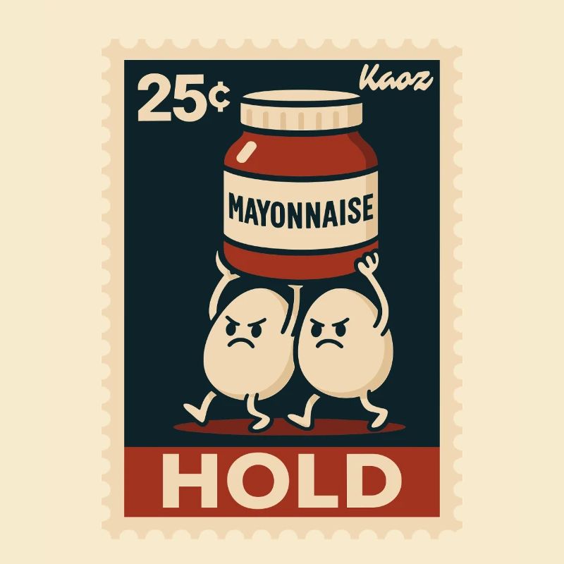 Carrying two eggs with mayonnaise