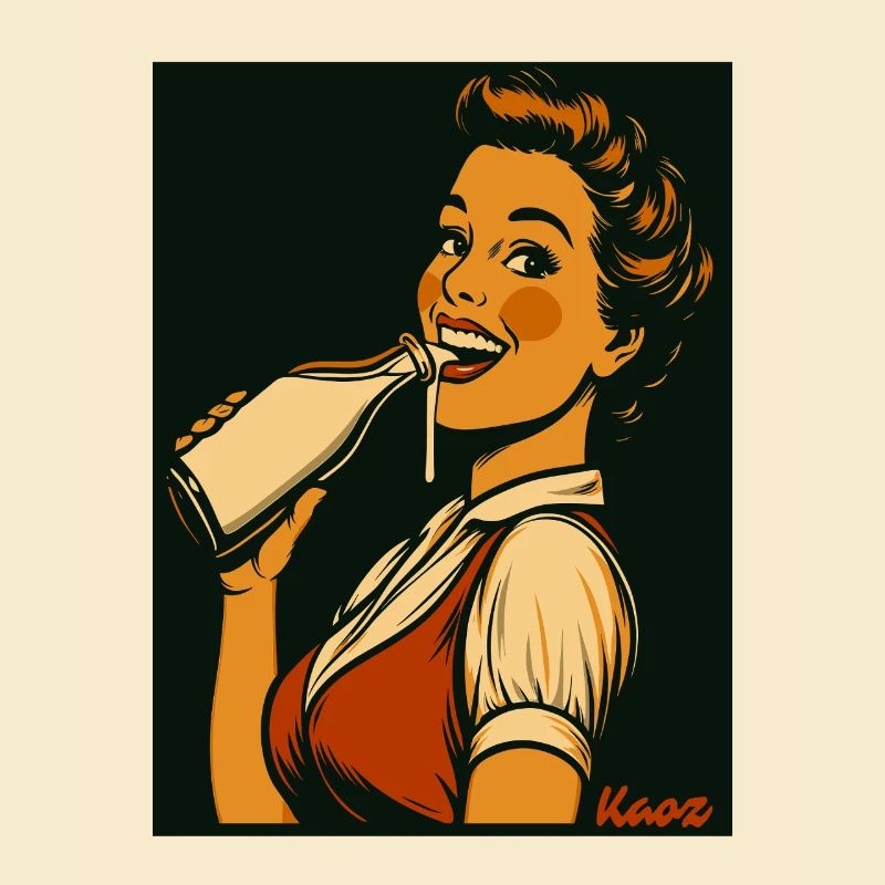 Dame rétro avec une boisson au lait