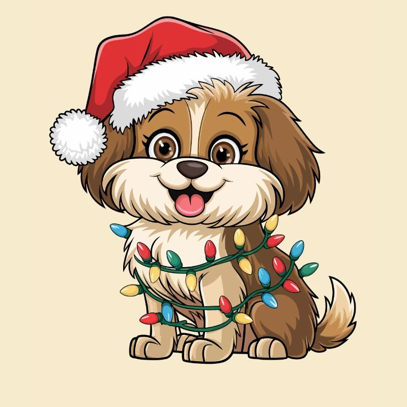 Weihnachtshund mit Lichterkette