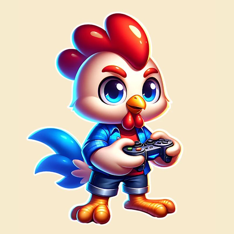 Gaming Huhn mit Controller
