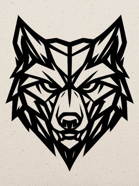 Grauer Wolf mit geometrischem Stil