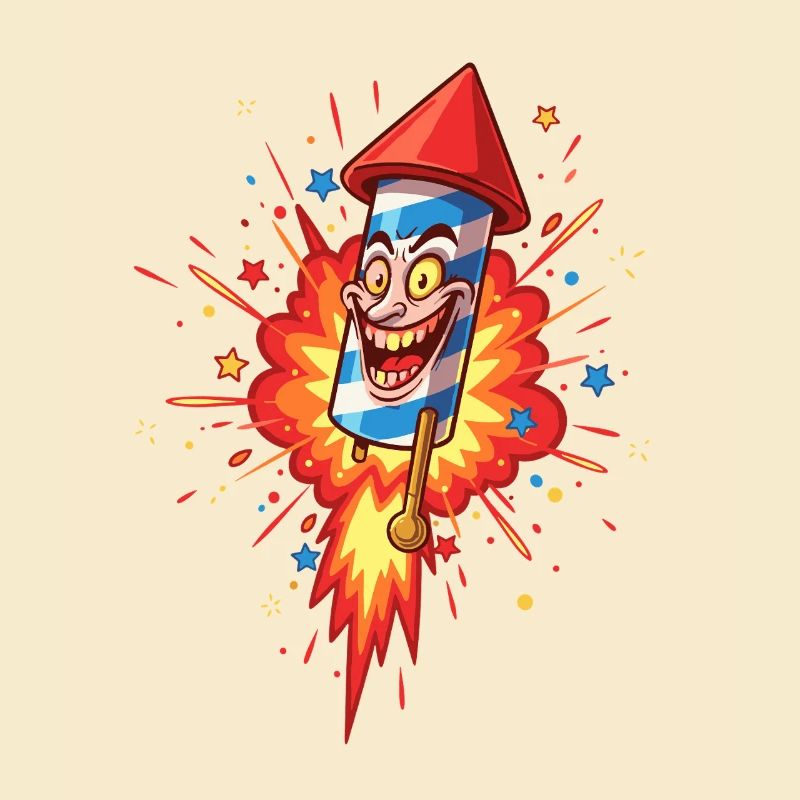 Laughing Rocket Cartoon Explosion