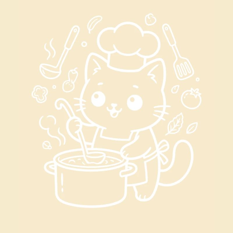 Kawaii Cat Chef Cooking