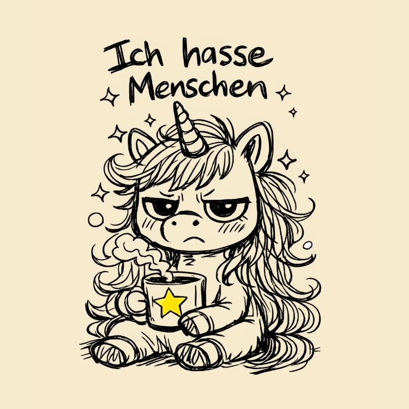 Süßes Einhorn Kritzelstil mit Spruch