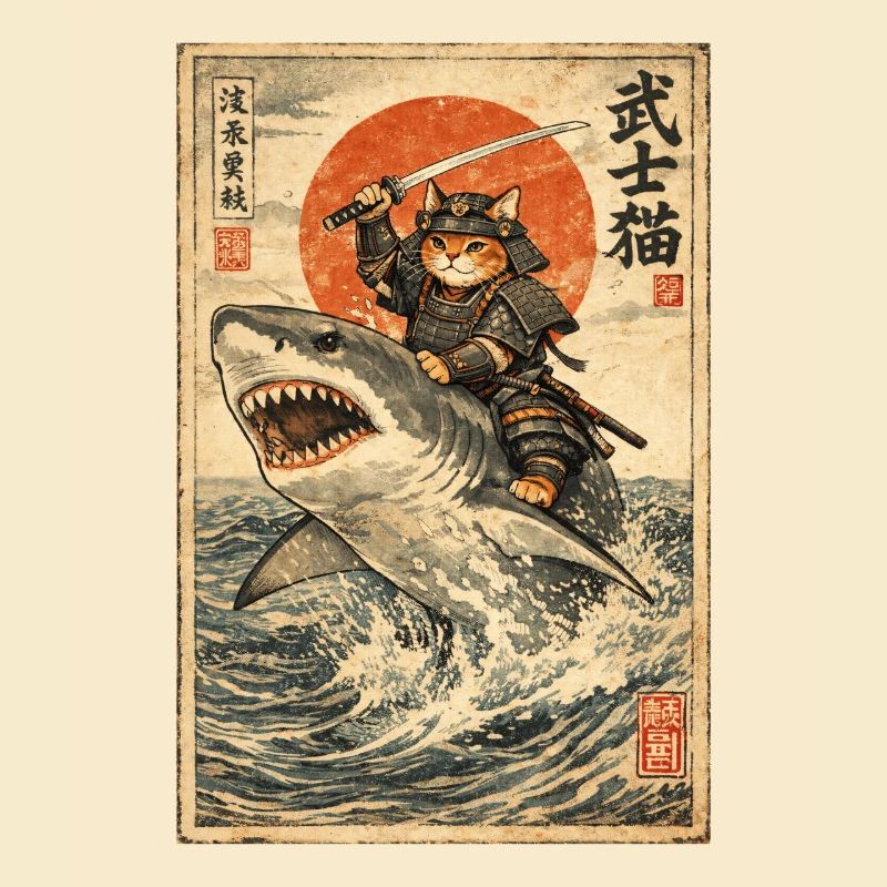Samurai Cat, Japanese Warrior & Fighter, Shark