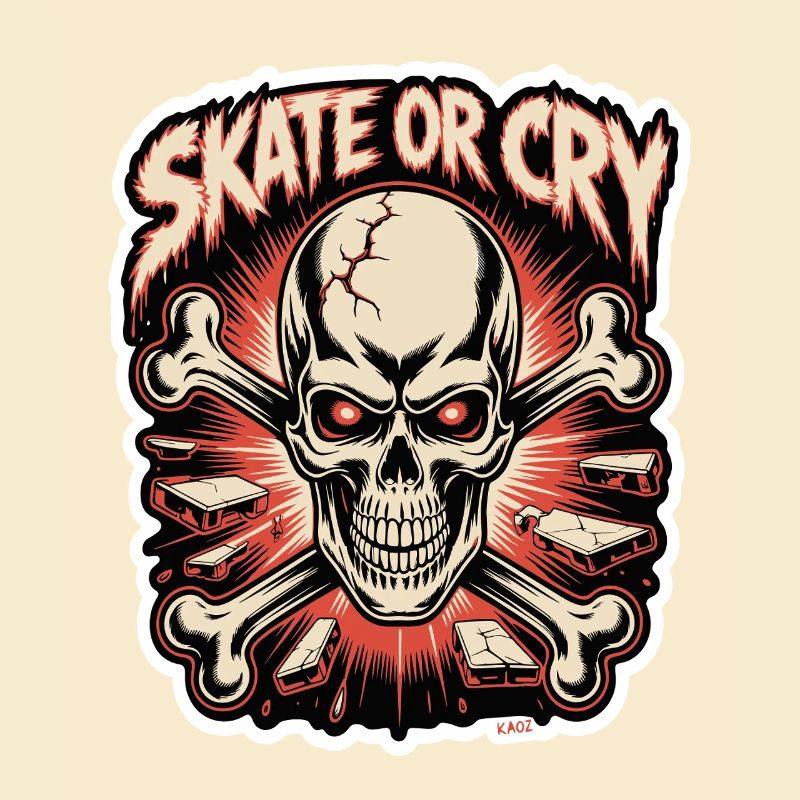 Skate- oder Cry-Skull-Tee-Design