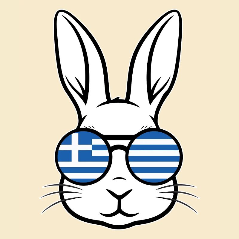 Greek Easter Greek Flag Easter Rabbit Bunny