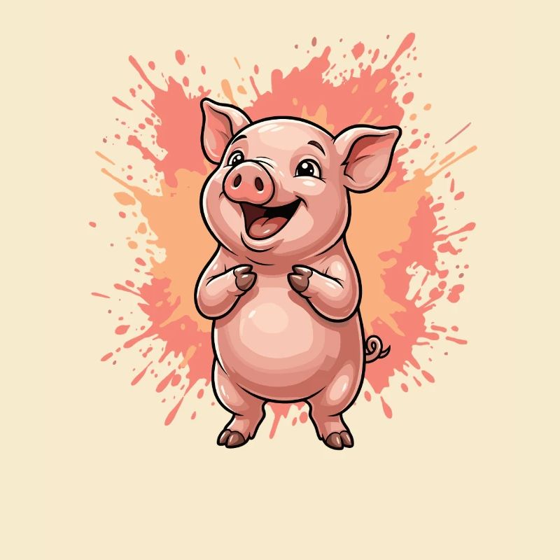 Lachendes Schwein mit Farbsplatter