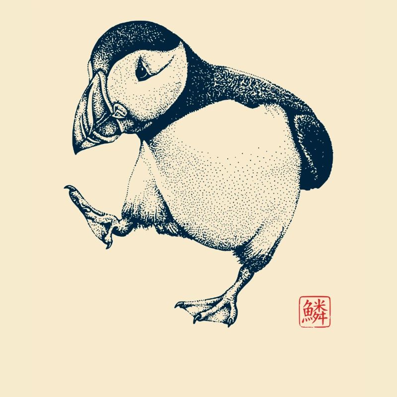 Puffin mit Kanji Stempel
