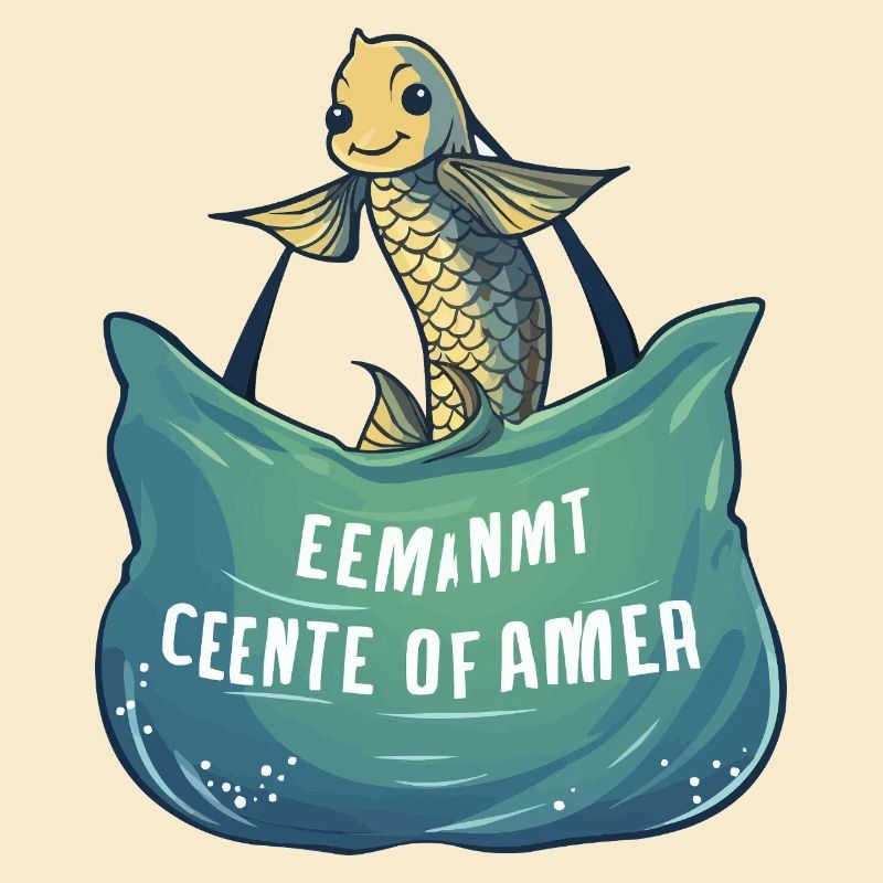 Poisson de mer joyeux avec bannière de vagues