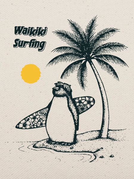 Waikiki Surfing Penguin